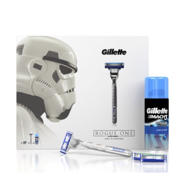 Set Gillette, Star Wars: Aparat de ras Mach3 Turbo + 2 rezerve + Gel de ras Mach3 Comfort 75 ml