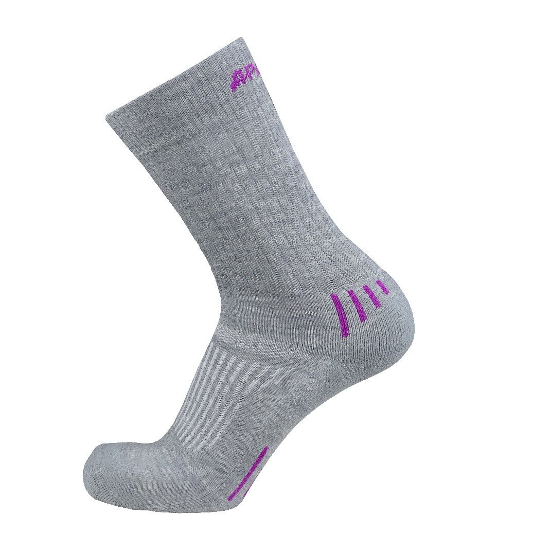Sosete cu lana merino 61% Apasox Kazbek 7168, Gri deschis