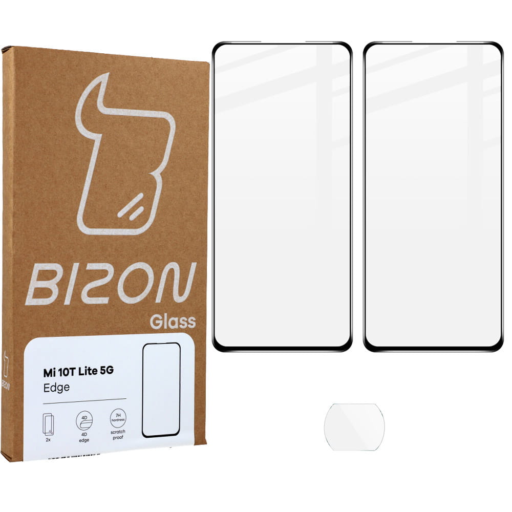 Set 2 folii sticla si protectie obiectiv, Bizon, Compatibil Xiaomi Mi 10T Lite 5G, Negru