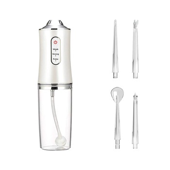 Irigator oral electric profesional pentru dus oral, Sundiguer®, Ultra-portabil, Rezervor 240 ml, 4 capete de curatare, Alb Irigator oral electric profesional pentru dus oral, Sundiguer®, Ultra-portabil, Rezervor 240 ml, 4 capete de curatare, Alb