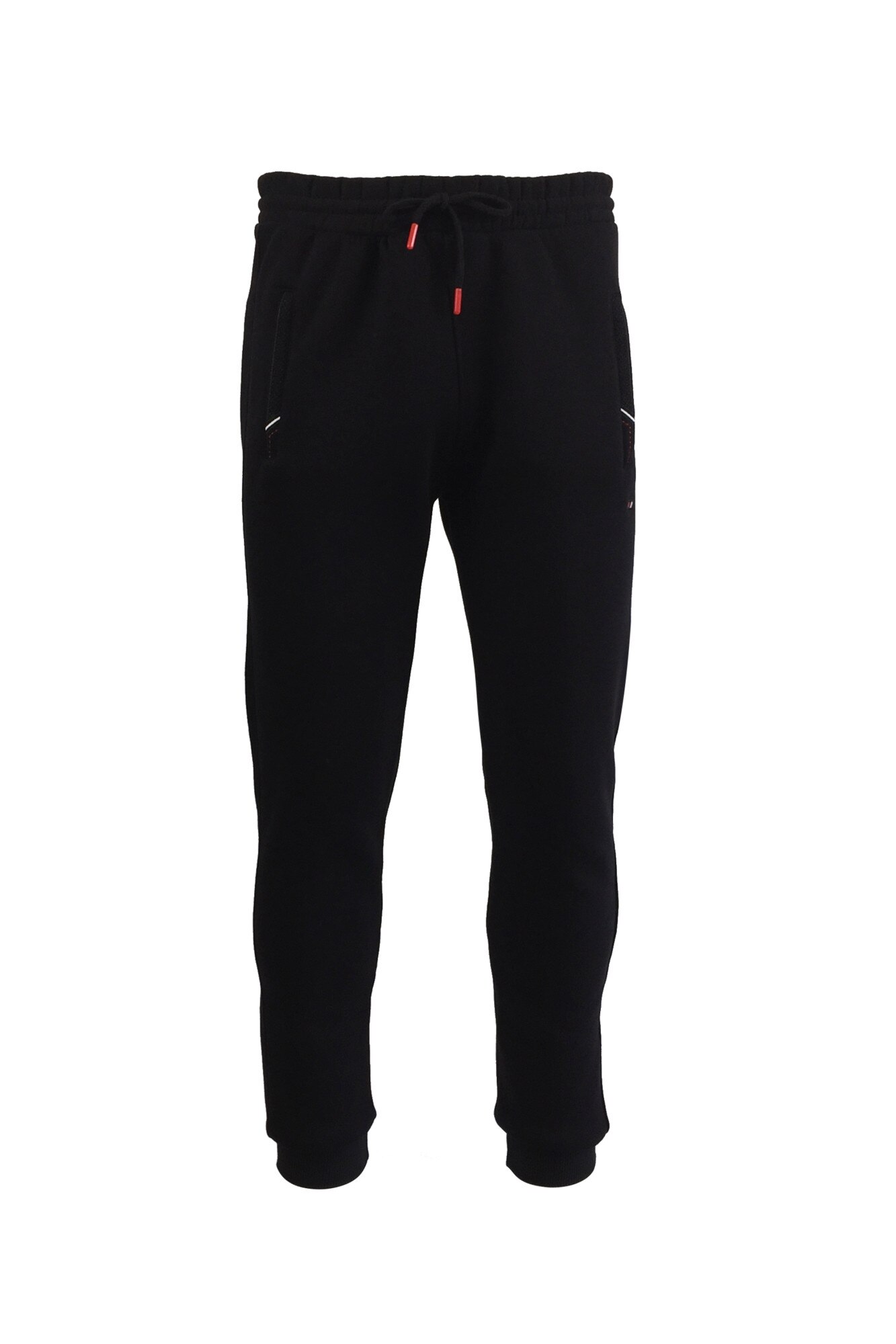 Pantaloni trening barbat, Univers Fashion, 2 buzunare laterale cu fermoare si un buzunar la spate cu fermoar, vatuit la interior, negru