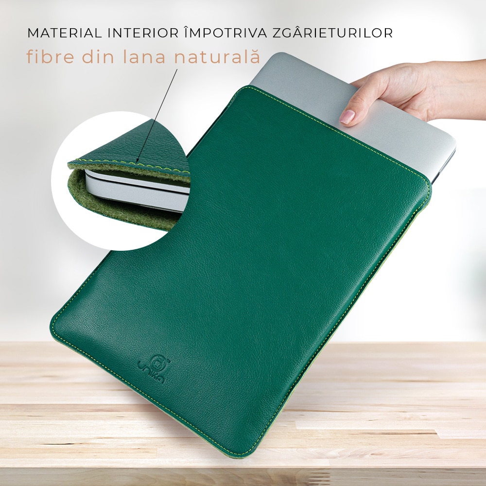 Husa laptop compatibila cu MacBook PRO 13 inch, UNIKA, verde