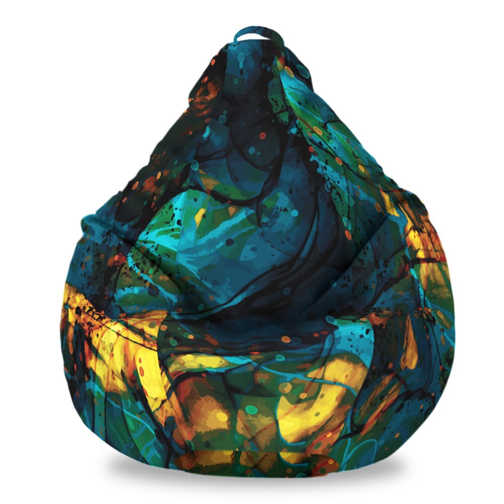 Fotoliu Puf FormTex BEAN BAG Turcoaz Abstract, tip para XL (100x80x80cm), cu maner, husa, multicolor