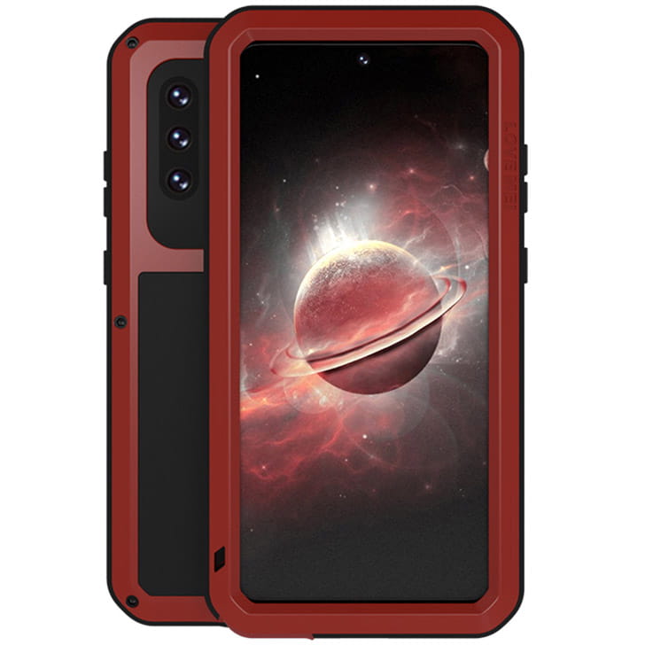 Carcasa blindata + sticla protectoare LOVE MEI pentru smartphone Galaxy A72, rosu