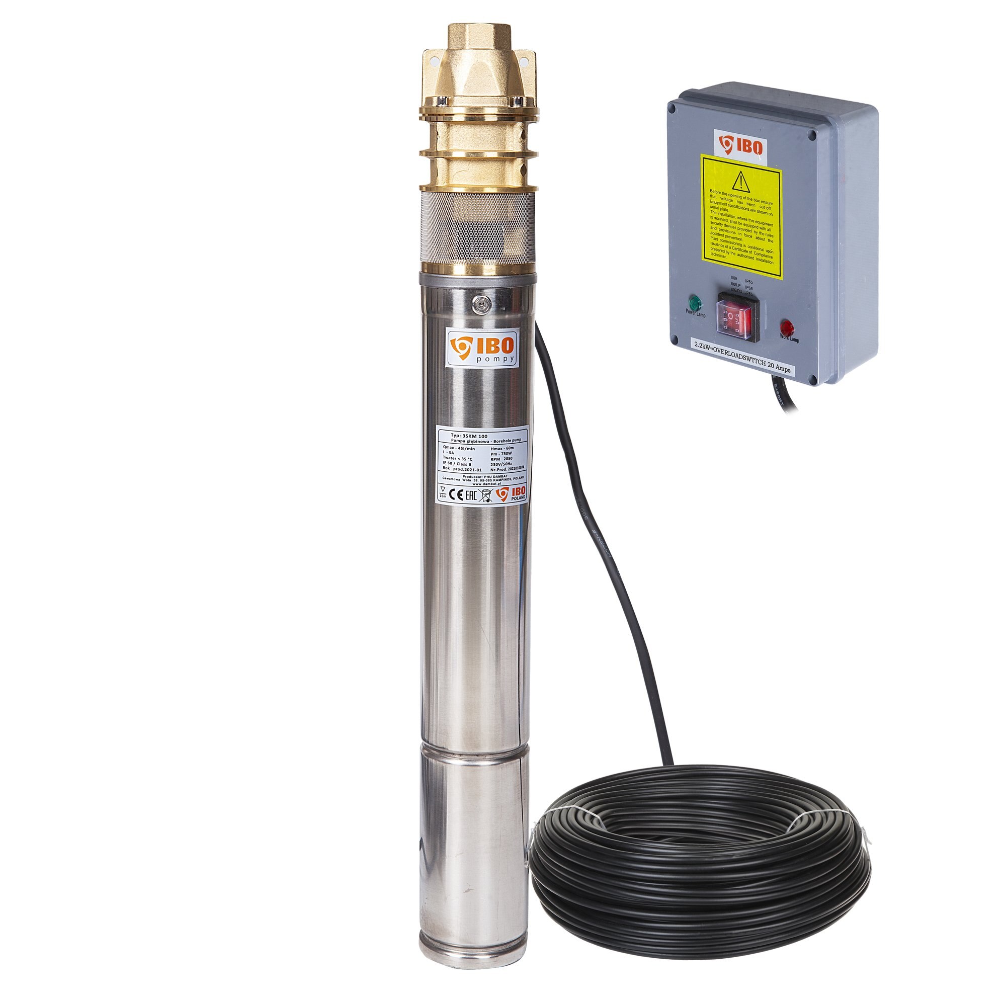 Pompa submersibila Ibo Dambat 3SKM100, 750W, 45 l/min, inaltime refulare 60m