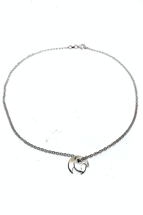 Lant din argint de 925, cu pandant geometric, semi-luna