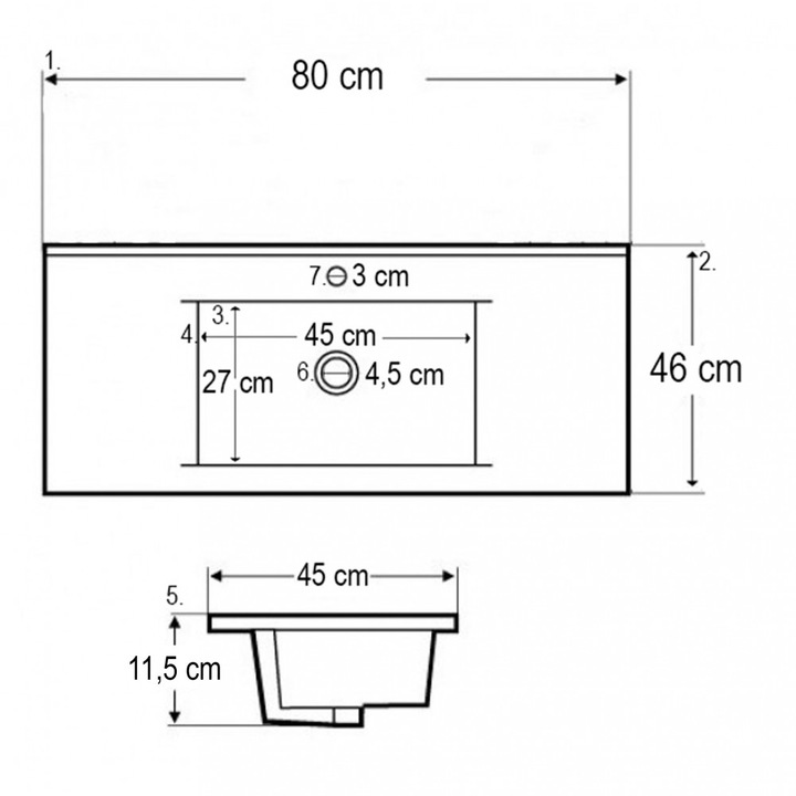Leziter Porto 80 alsó fürdőszoba bútor mosdóval tükörfényes fehér színben