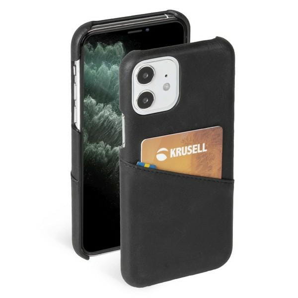 Husa Krusell Sunne, Compatibil cu iPhone 12 Mini, Piele naturala, Negru