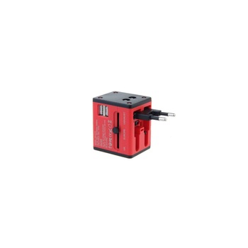 Adaptor universal, Dual USB, Rosu Adaptor universal, Dual USB, Rosu