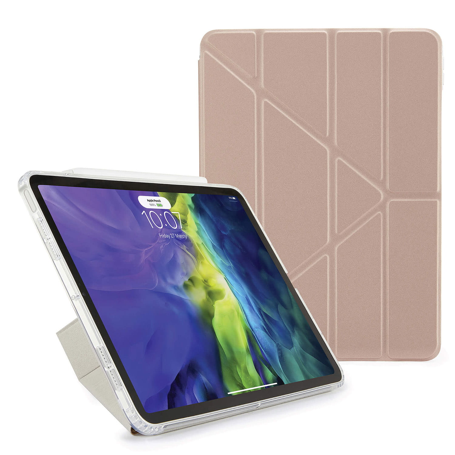 Husa Pipetto Origami, Compatibil Apple iPad Air 4 Gen. 2020, Rose Gold