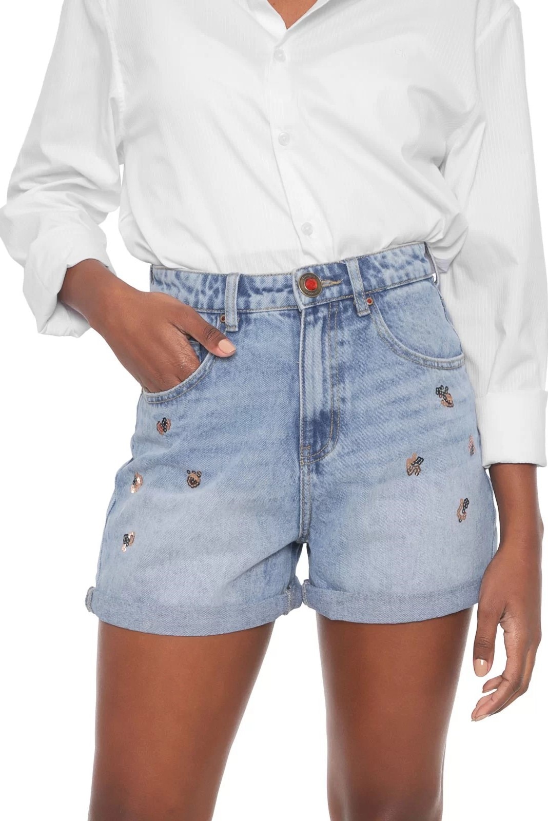 Blugi Scurti Dama, Desigual-Denim Leopard, Albastru, 30