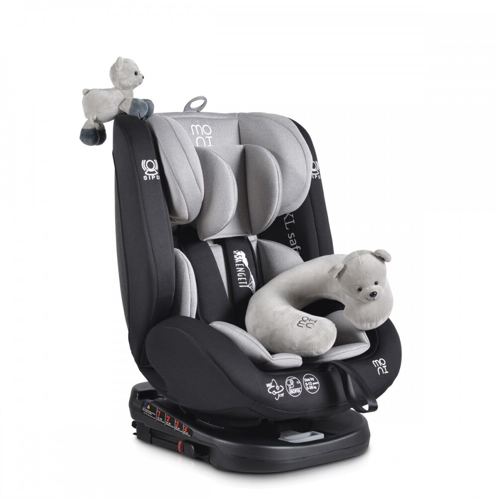 Scaun auto Serengeti, gri, rotire 360 de grade, 4 pozitii de inclinare, sistem ISOFIX, 0-36 kg