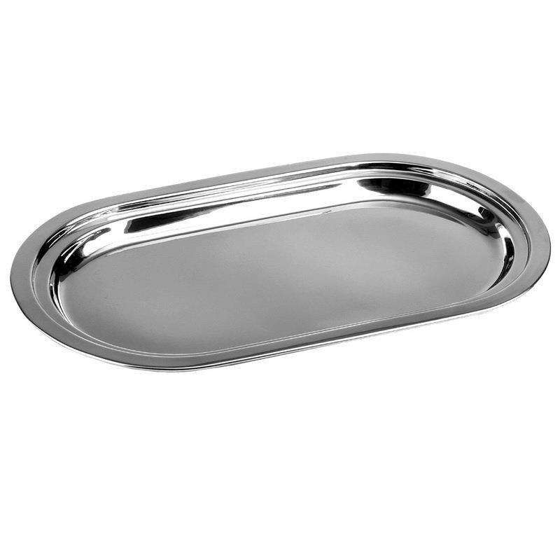 Tava servire Orion, Ovala, Inox, 33 x 19 cm, Argintiu