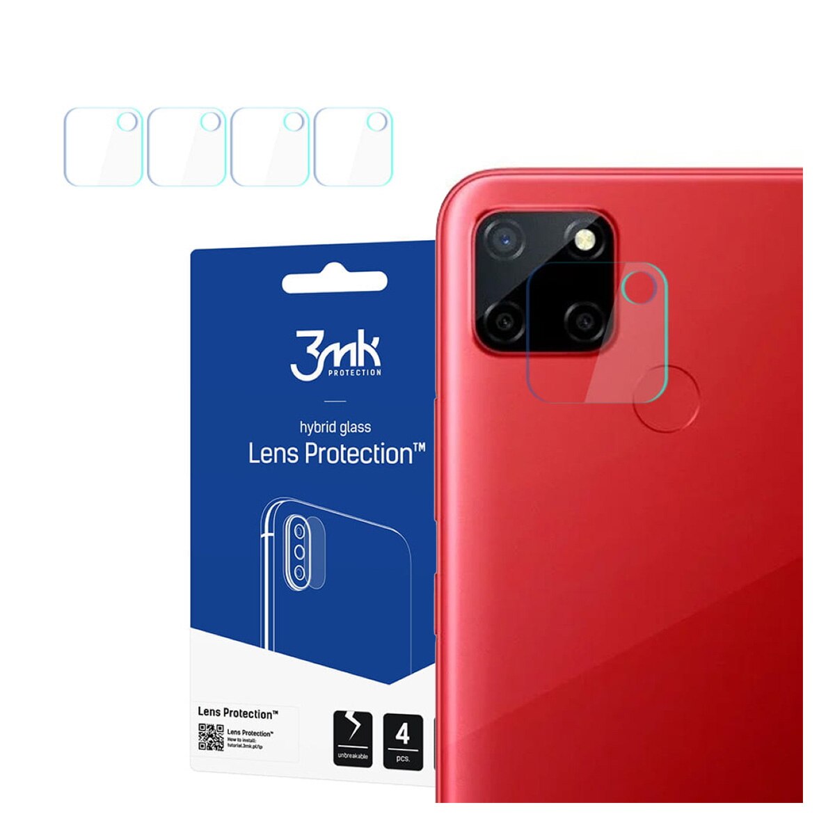 Folie Protectie Camera Foto pentru Realme 7I / C12, 3MK Flexible Glass, Transparent
