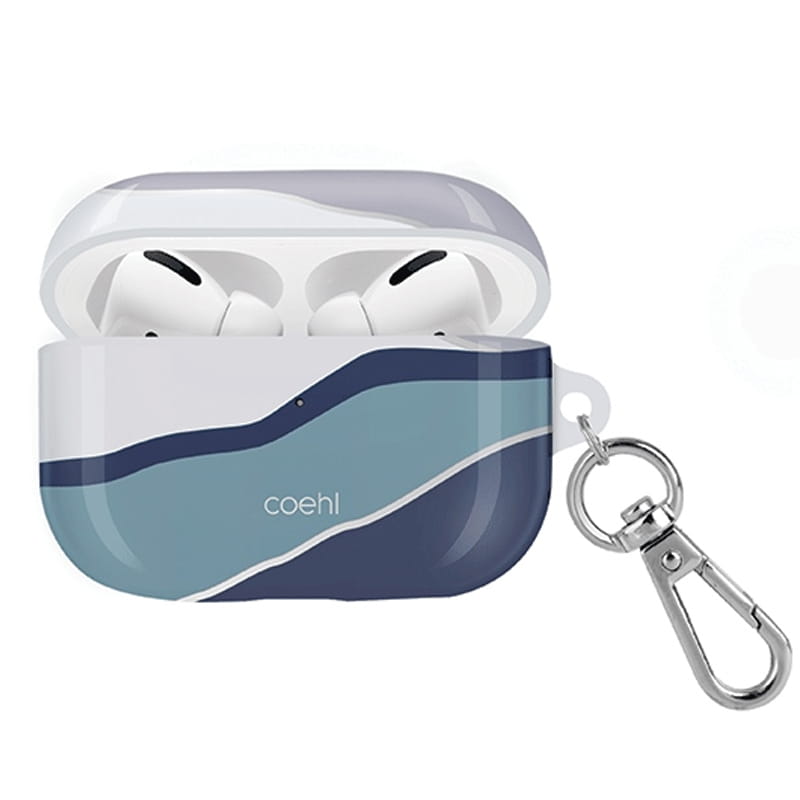 Husa protectie Uniq Coehl Ciel pentru Apple Airpods Pro, Poliuretan/Policarbonat, Alb/Albastru