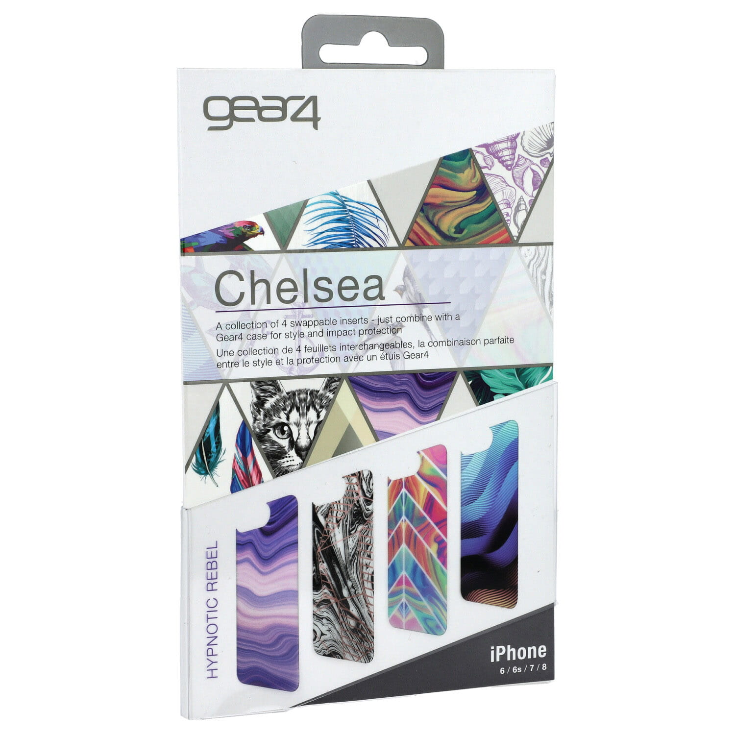 Set 4 folii Gear4 Chelsea Hypnotic Rebel compatibile cu carcasele Piccadilly/Crystal Palace, Pentru iPhone 6/7/8, Multicolor
