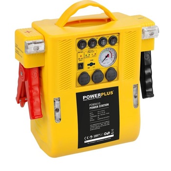 Robot pornire si alimentator 3x12v cu compresor Powerplus POWX410, 4 in 1, 17 Bar Robot pornire si alimentator 3x12v cu compresor Powerplus POWX410, 4 in 1, 17 Bar
