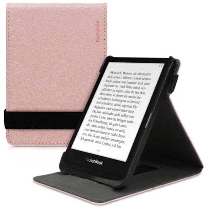 Tok PocketBook Touch Lux 4 / Basic Lux 2 / Touch HD 3, Eco bőr, rózsaarany, 47288.81