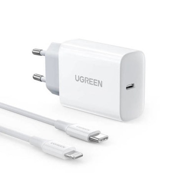 Incarcator de retea, UGREEN, IMK-CD137, 1 port USB-C, 20W, Quick Charge 3.0, PD, Universal, Alb, Cablu USB-C-Lightning inclus Incarcator de retea, UGREEN, IMK-CD137, 1 port USB-C, 20W, Quick Charge 3.0, PD, Universal, Alb, Cablu USB-C-Lightning inclus
