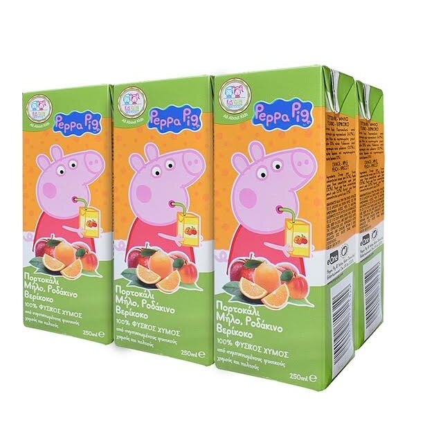 Suc mix natural, Peppa pig (mere, portocale, piersica, caisa) , 6 buc (bax) X 250ml