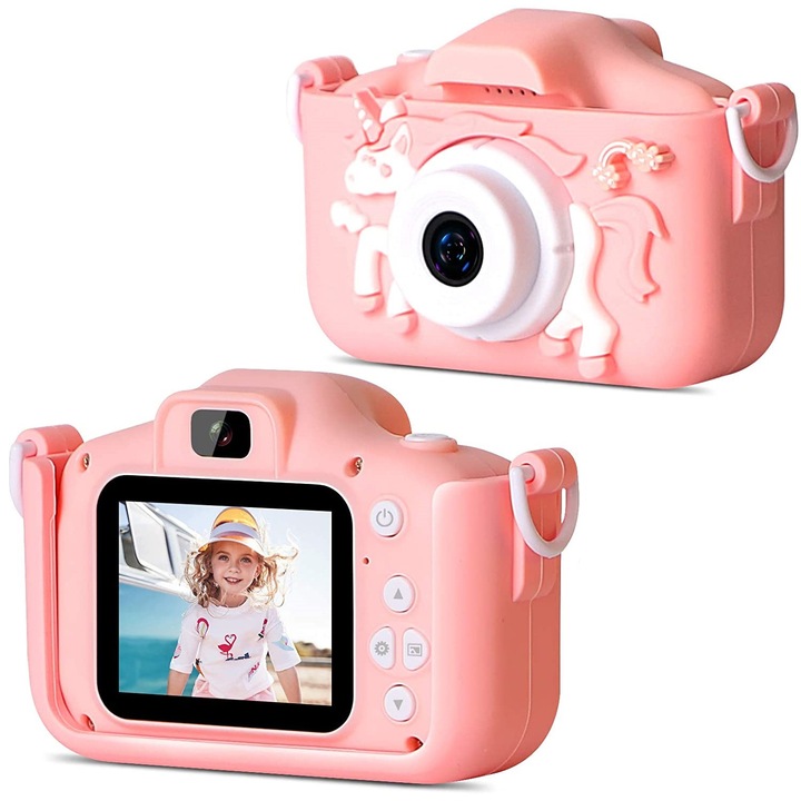 STELS W301 gyermek digitális fényképezőgép, digitális fotó- és videokamera, 64 GB-os SD kártya, játékok, rózsaszín