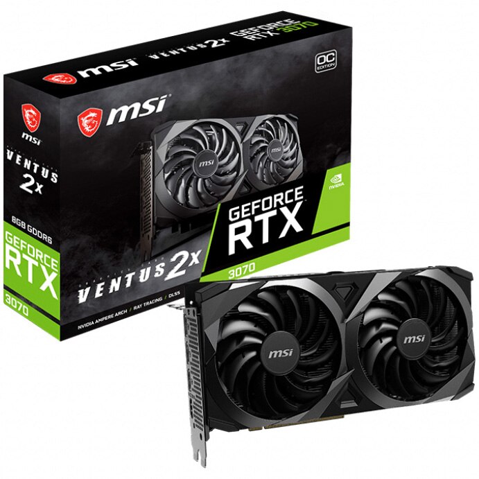 Видео карта MSI GeForce® RTX™ 3070 VENTUS 2X OC LHR, 8GB GDDR6, 256-bit ...