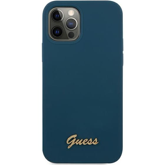 Husa Guess Vintage pentru iPhone 12 / iPhone 12 Pro, Silicon, Albastru