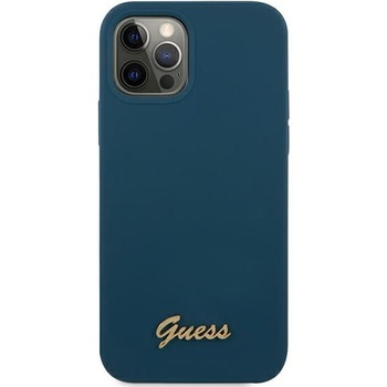 Husa Guess Vintage pentru iPhone 12 / iPhone 12 Pro, Silicon, Albastru Husa Guess Vintage pentru iPhone 12 / iPhone 12 Pro, Silicon, Albastru