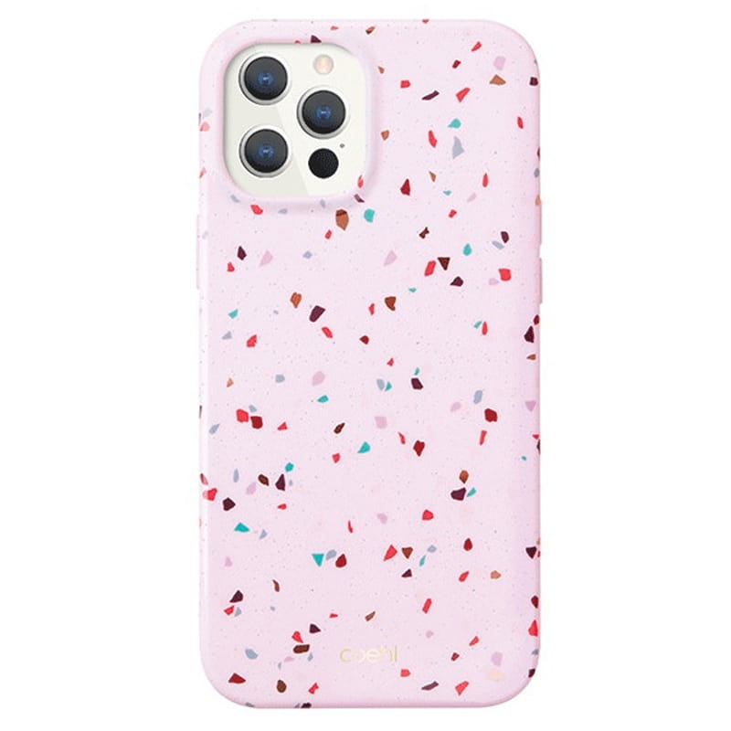 Husa Uniq Coehl Terrazzo pentru iPhone 12 / iPhone 12 Pro, Policarbonat, Roz