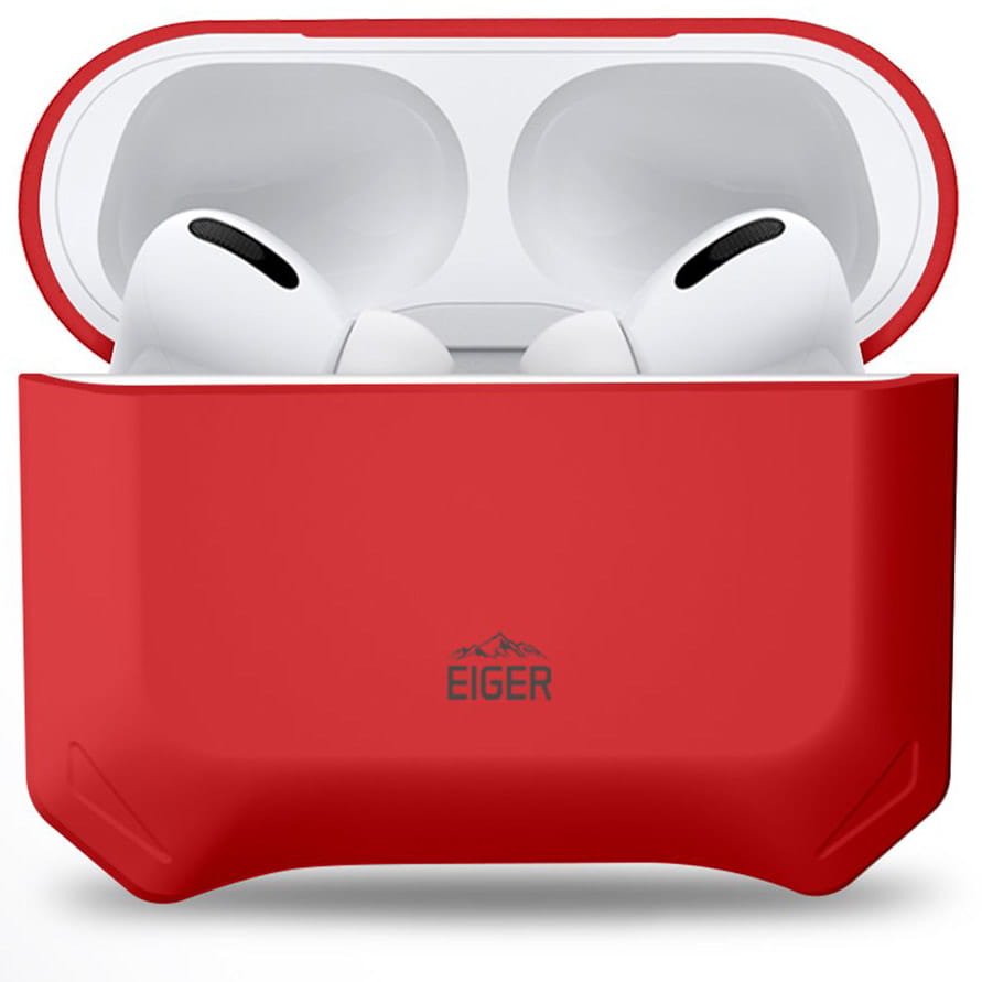 Husa protectie casti Eiger North Case, Compatibila cu Apple Airpods Pro, Rosu