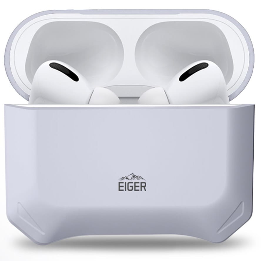 Husa protectie casti Eiger North Case, Compatibila cu Apple Airpods Pro, Gri