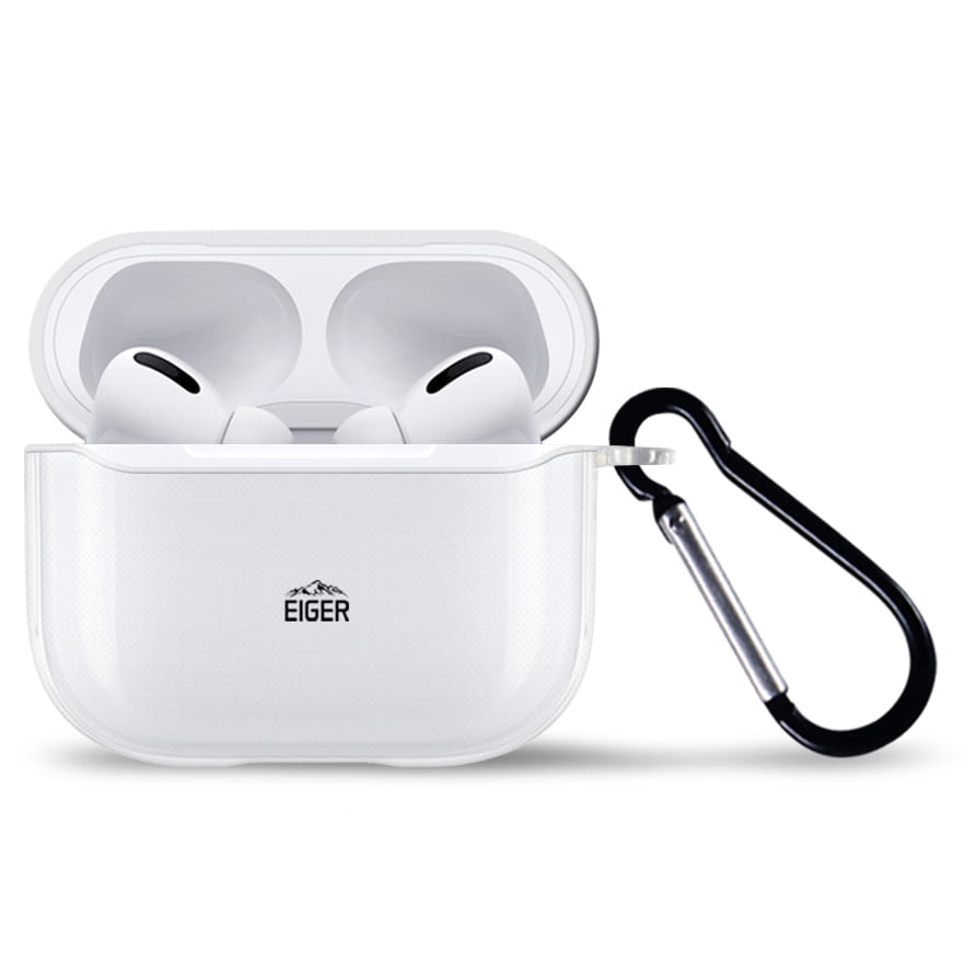 Husa protectie casti Eiger North Case, Compatibila cu Apple Airpods Pro, Transparent
