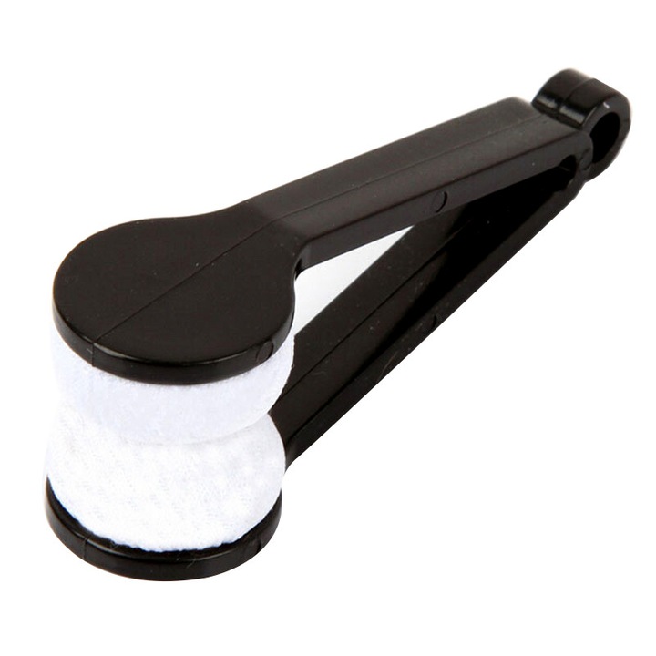 Instrument cu 2 capete din microfibra pentru curatarea si intretinerea lentilelor de ochelari, 7×2 cm, Negru-988