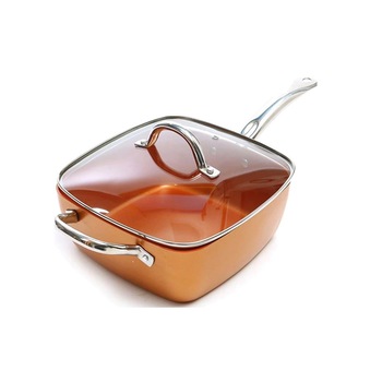 Tigaie din aluminiu patratata cu interior placat cupru,24cm,4 piese Tigaie din aluminiu patratata cu interior placat cupru,24cm,4 piese