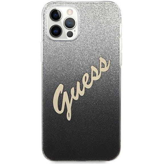 Husa Guess Glitter Gradient pentru iPhone 12 Pro Max, Policarbonat, Negru