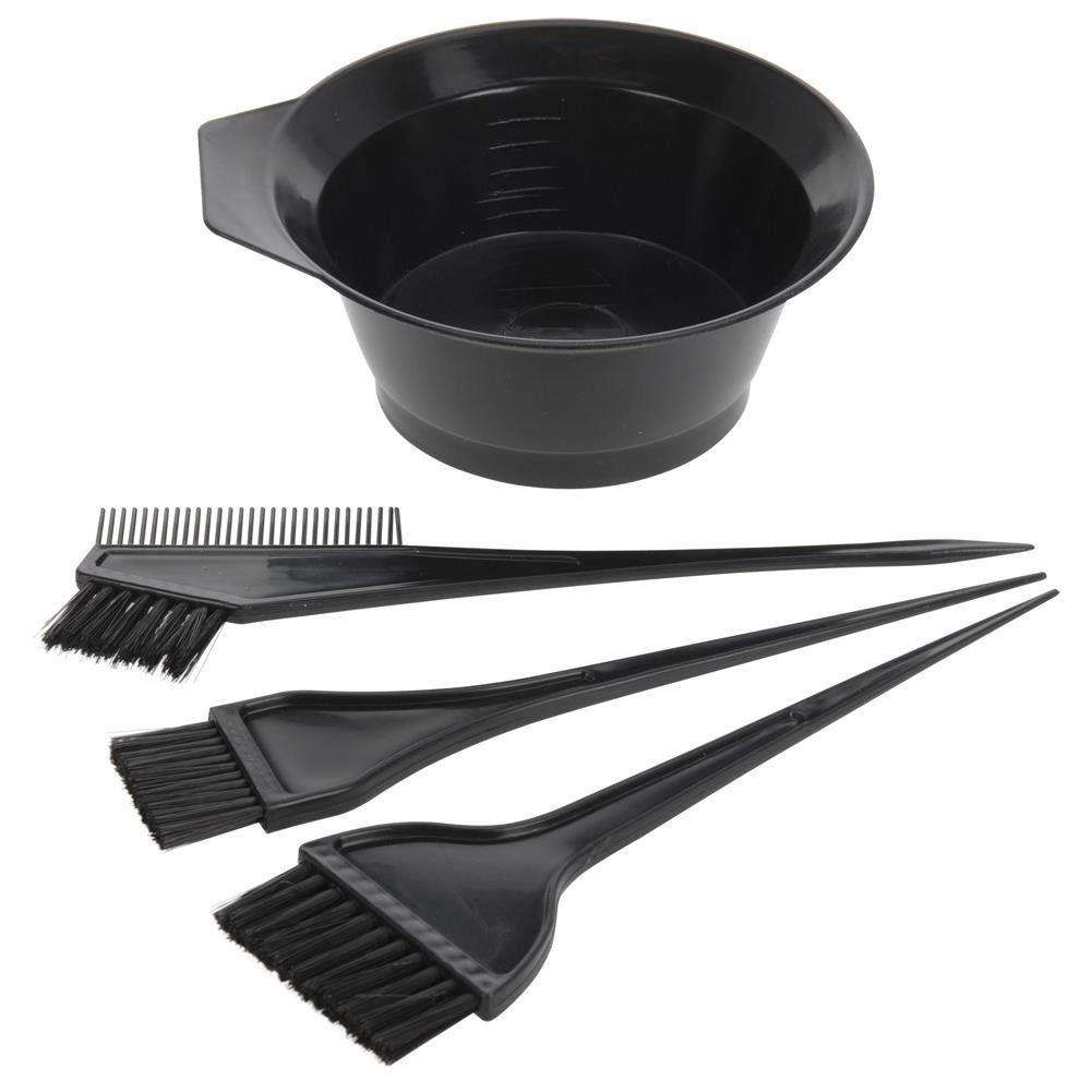 Set 4 piese pentru vopsirea parului Eleganza, Plastic, Negru