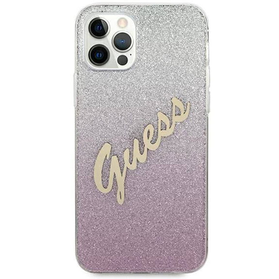 Husa Guess Glitter Gradient pentru iPhone 12 Pro Max, Policarbonat, Roz