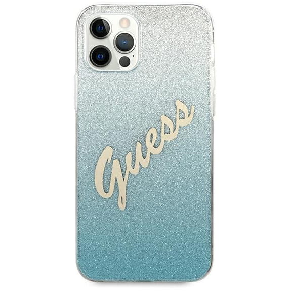 Husa Guess Glitter Gradient pentru iPhone 12 Pro Max, Policarbonat, Albastru