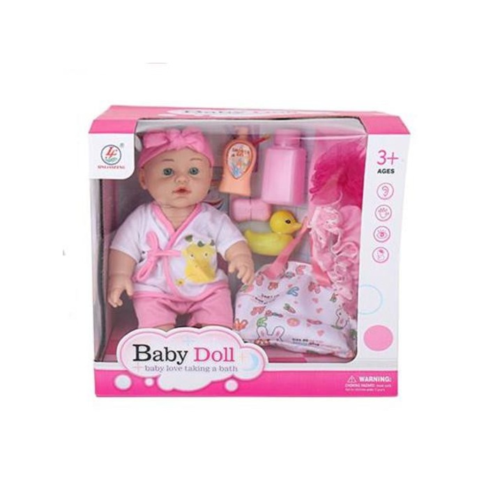 Magic Toys 4832686 Baby Dolls újszülött baba fürdőszettel, kétféle változatban