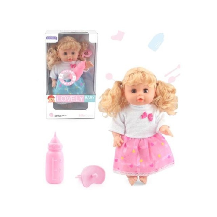 Magic Toys 6481134 Sweet Baby baba szőke hajjal, hanggal és cumikkal több változatban