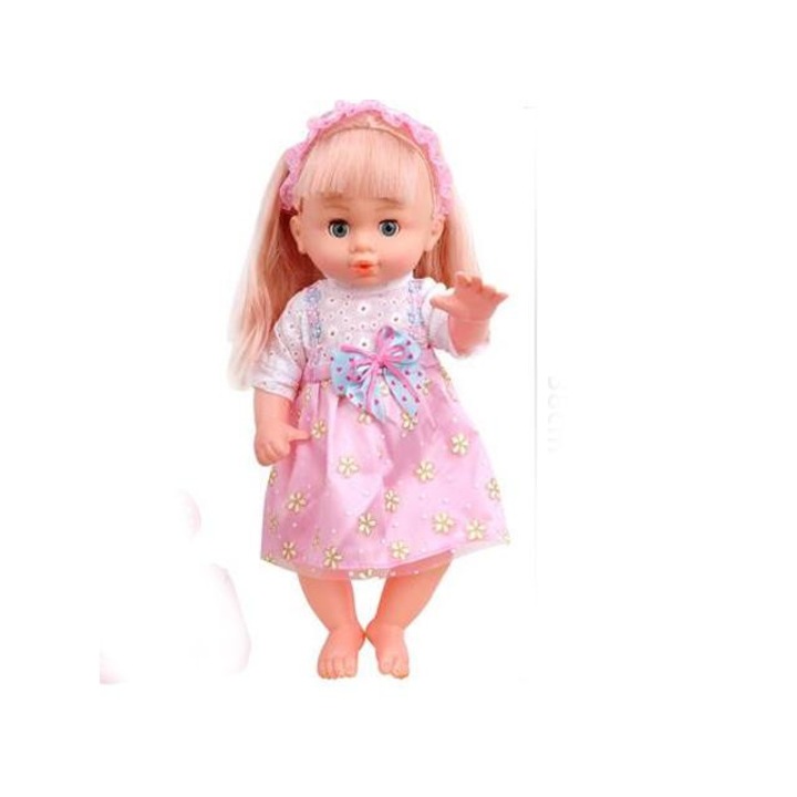 Magic Toys 6157121 Szőke hajú baba babakocsival cumisüveggel étkészlettel