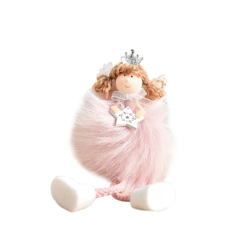 Set 2 decoratiuni brad, Ingeras roz, cu agatatoare, 18 x 7 cm