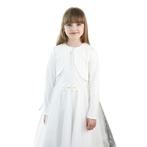 Bolero fete, Al-Da, Simonetta 2, Casual, Maneca lunga, Poliester, Alb