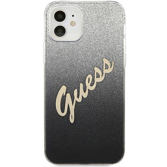 Husa Guess Glitter Gradient pentru iPhone 12 Mini, Policarbonat, Negru