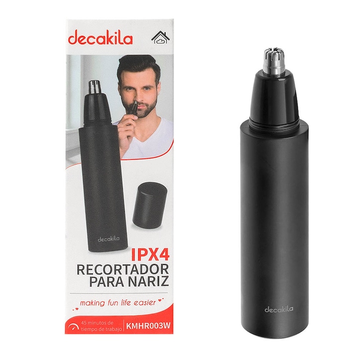 Тример за нос Decakila, 450 mAh батерия, Работно време до 45 мин, Черен