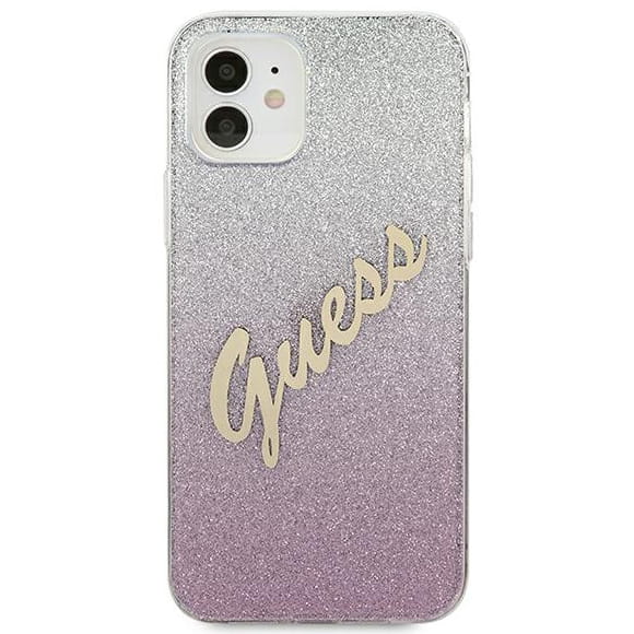 Husa Guess Glitter Gradient pentru iPhone 12 Mini, Policarbonat, Roz