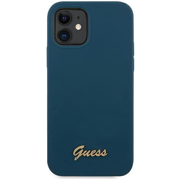 Husa Guess Vintage pentru iPhone 12 Mini, Silicon, Albastru