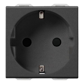Priza schuko standard german, 2 module, 16A, Vimar, NEVE, NEGRU carbon mat, 09208.CM Priza schuko standard german, 2 module, 16A, Vimar, NEVE, NEGRU carbon mat, 09208.CM