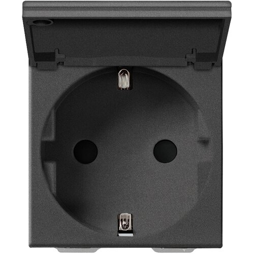 Priza schuko cu CAPAC, standard german, 2 module, 16A, Vimar, NEVE, NEGRU carbon mat, 09208.C.CM