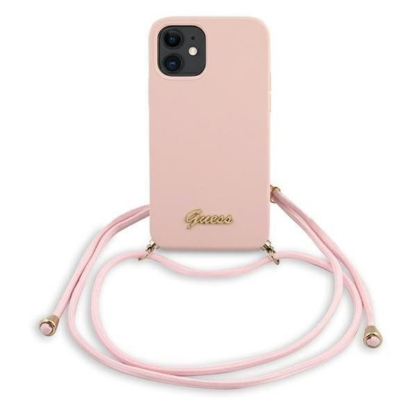 Husa Guess Vintage Cord pentru iPhone 12 Mini, Silicon, Roz
